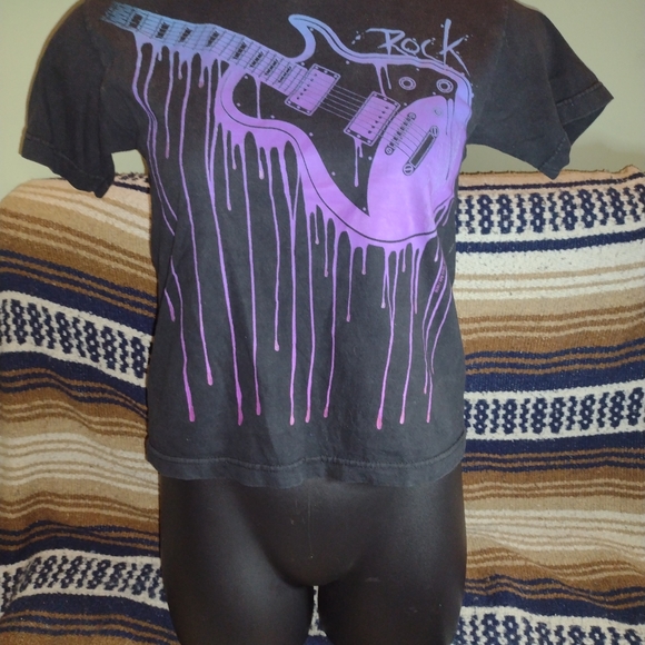 * VINTAGE * GWP Sport | " ROCK " Dripping Guitar T-shirt - Picture 5 of 5
